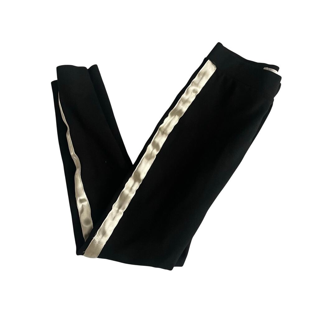 Zara Girls Size 10 Black Casual Pants with Gold Metallic Stripes